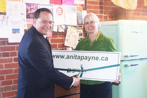 Mike Schreiner helps LFK candidate Anita Payne kick off her election campaign